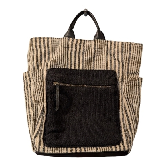 Universal Thread Handbags - Universal Thread Striped Black and Tan Backpack